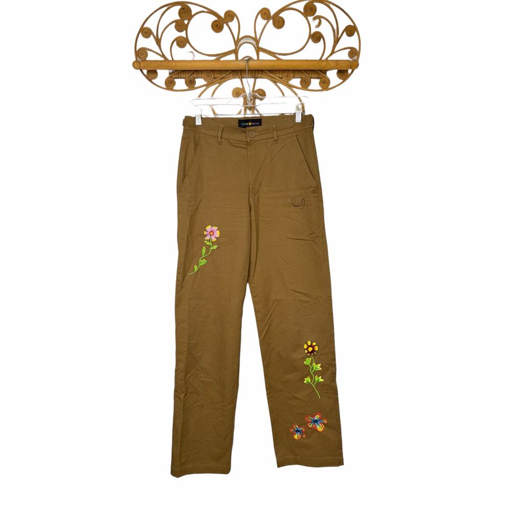 Teddy Fresh Embroidered chino khaki pants 26
